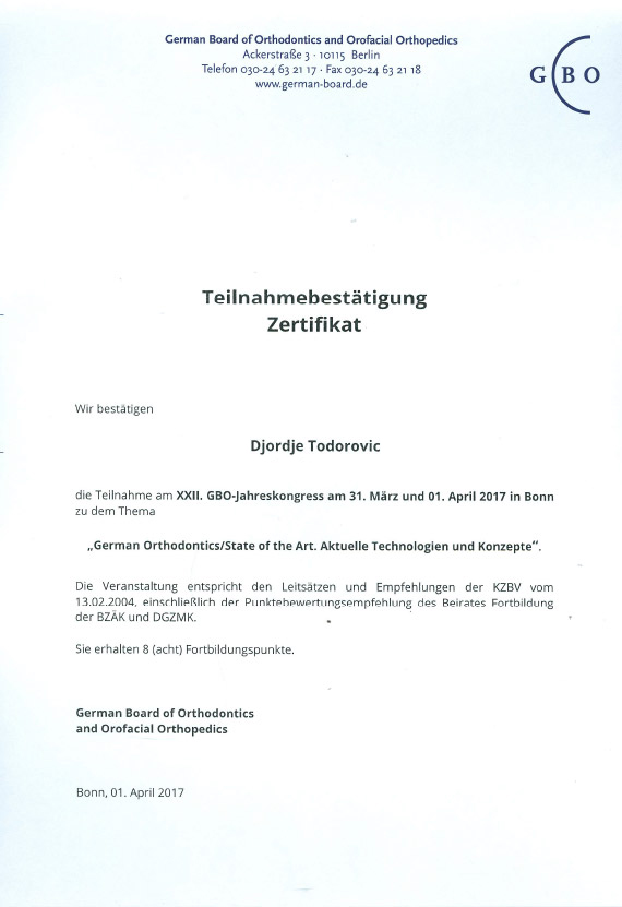 XXII. GBO-Jahreskongress – German Orthodontics/State of the Art. Aktuelle Technologien und Konzepte